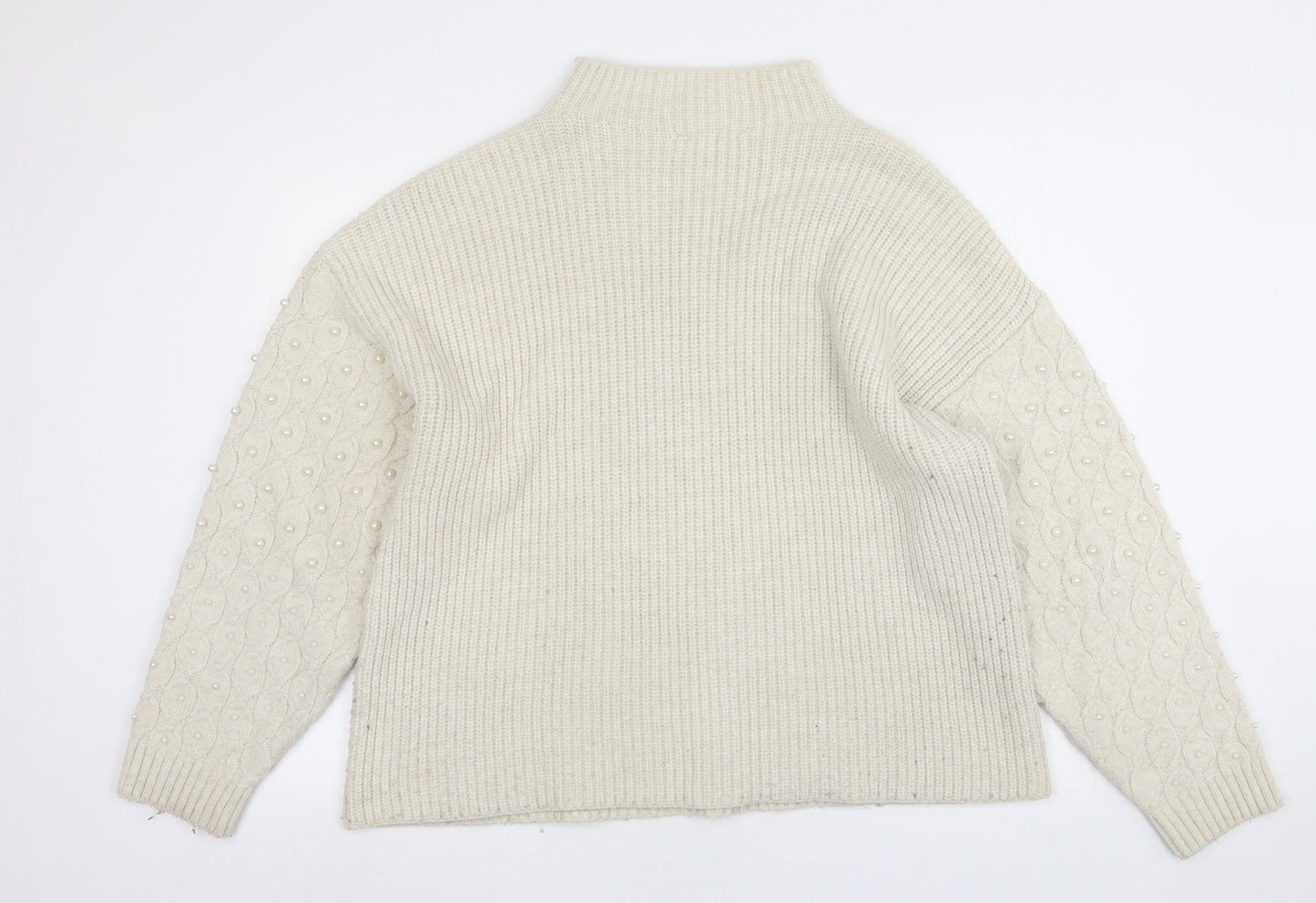 George Womens Beige High Neck  Acrylic Pullover Jumper Size M