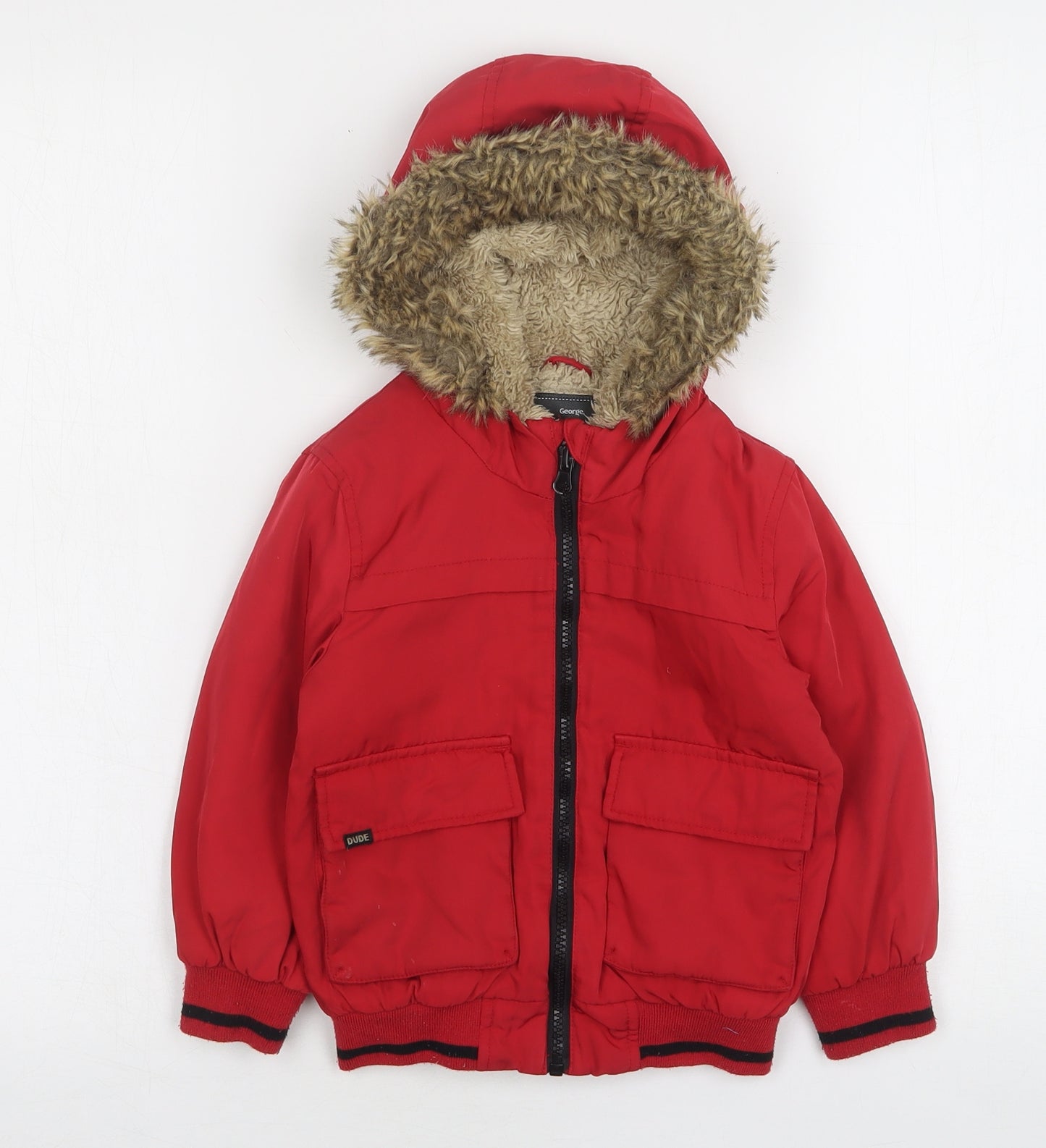 George Boys Red   Parka Coat Size 2-3 Years