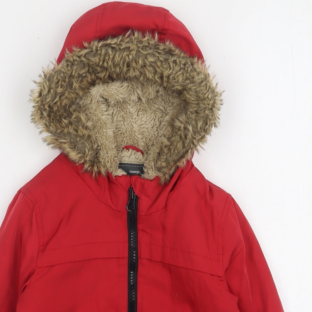 George Boys Red   Parka Coat Size 2-3 Years