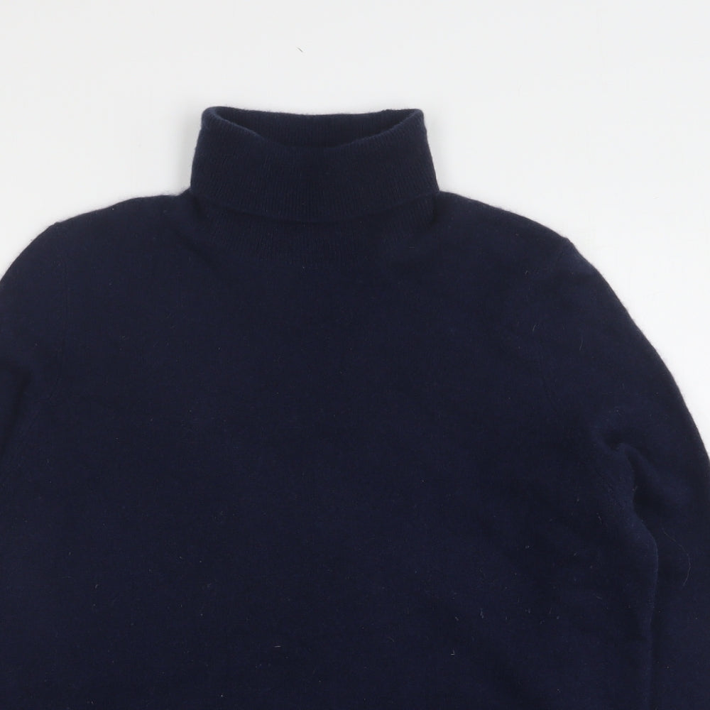 Marks and Spencer Womens Blue Roll Neck  Cashmere Pullover Jumper Size 14