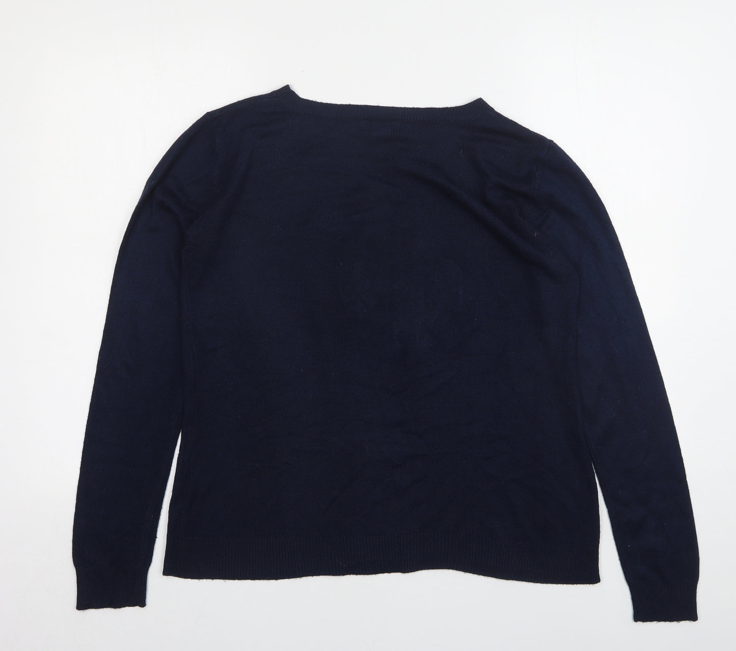 Primark Womens Blue Round Neck  Acrylic Pullover Jumper Size 10   - Christmas