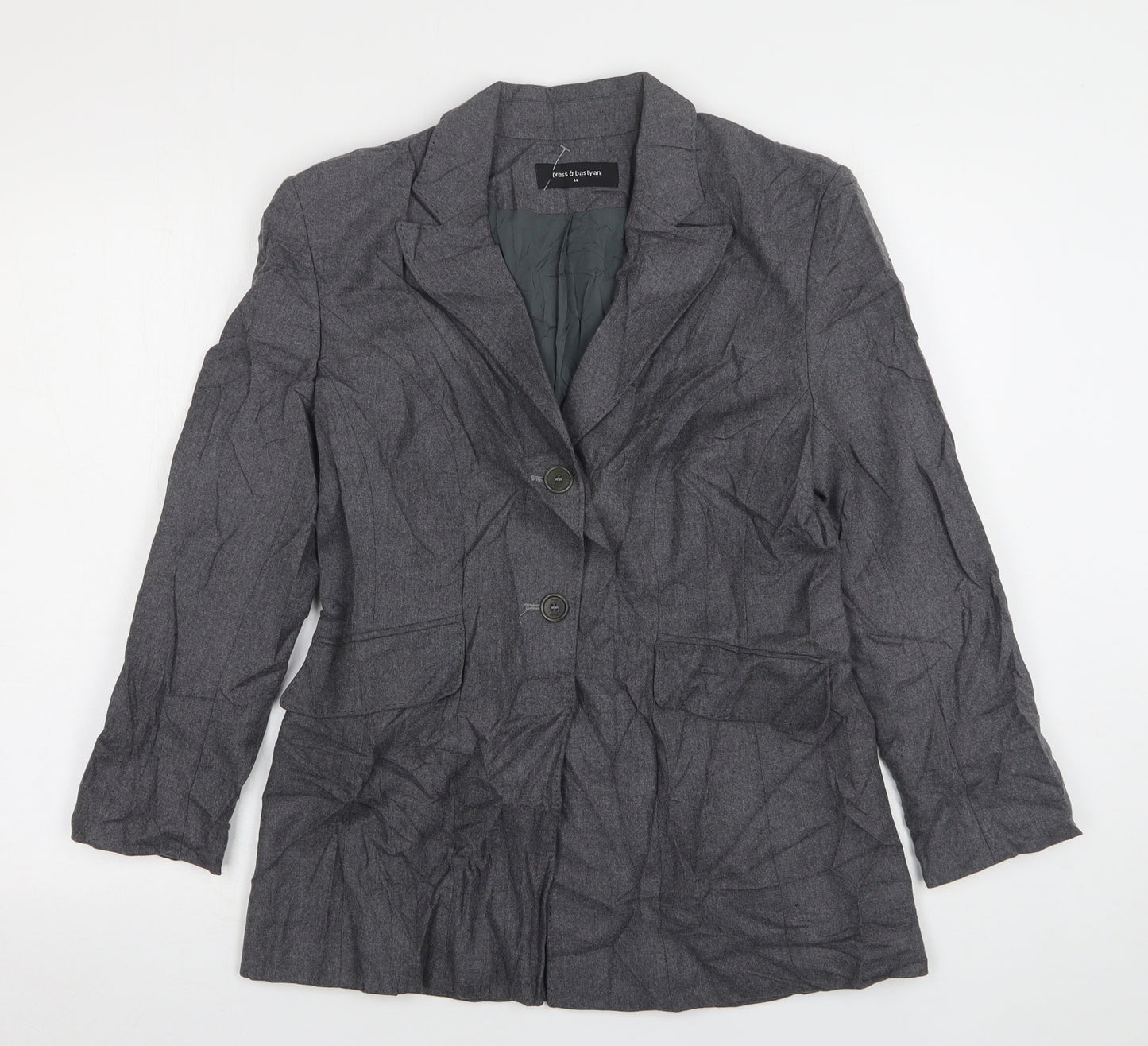 Press & bastyan Womens Grey  Wool Jacket Suit Jacket Size 14