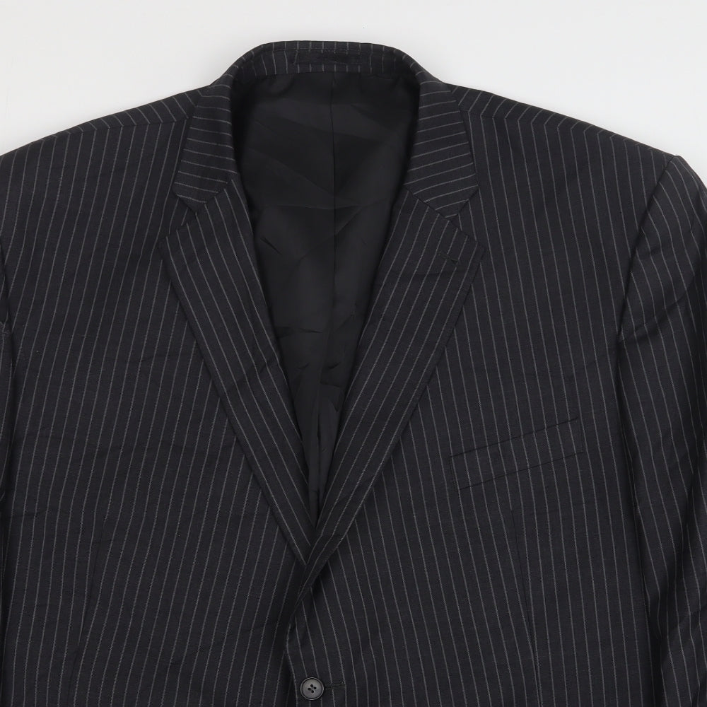 British Tailor Mens Grey Striped Wool Jacket Suit Jacket Size 56