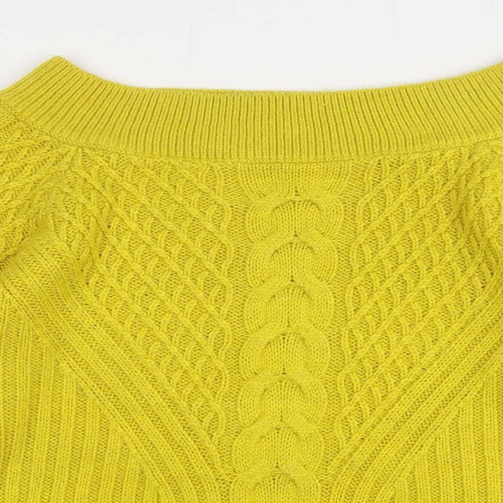 Papaya Womens Green Round Neck  Acrylic Pullover Jumper Size L