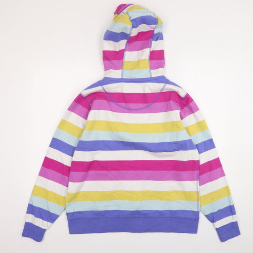 Lazy Jacks Womens Multicoloured Striped Cotton Full Zip Hoodie Size 14