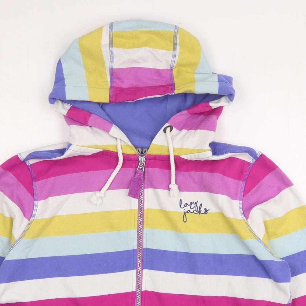 Lazy Jacks Womens Multicoloured Striped Cotton Full Zip Hoodie Size 14
