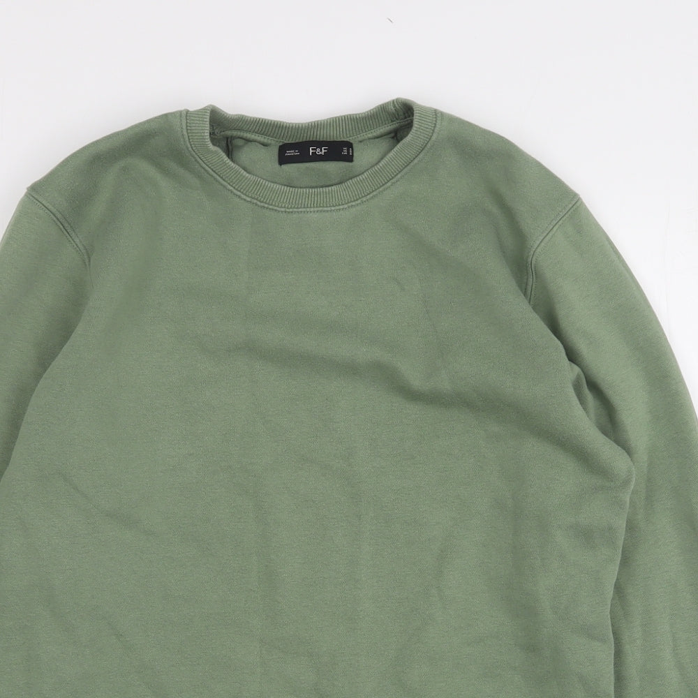 F&F Mens Green  Cotton Pullover Sweatshirt Size S