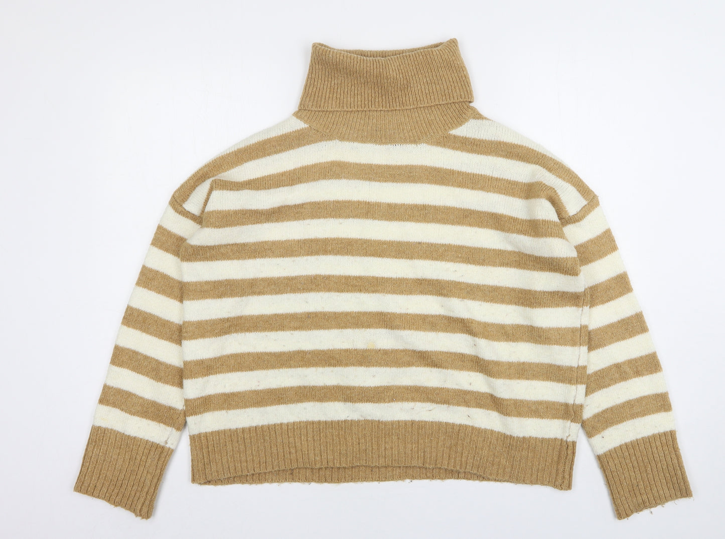 Primark Womens Beige Roll Neck  Acrylic Pullover Jumper Size 14