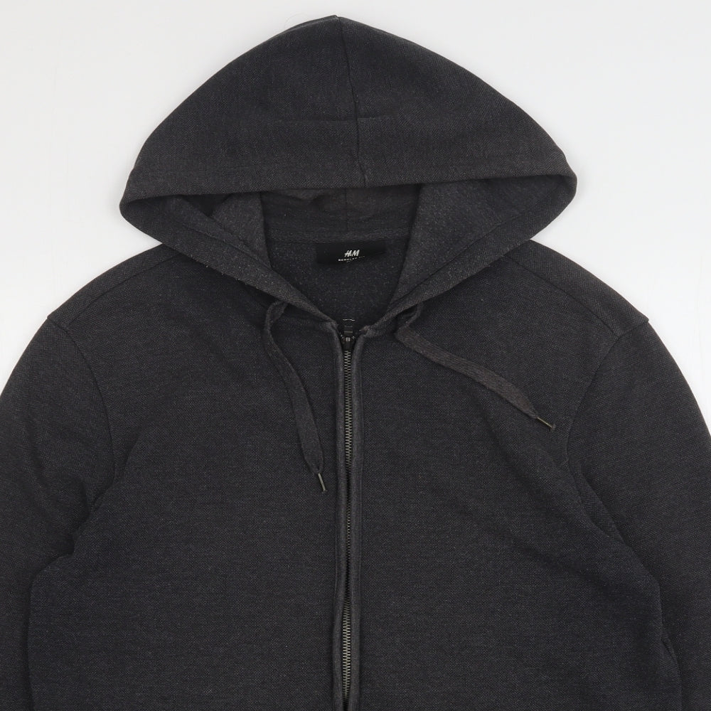 H&M Mens Grey  Cotton Full Zip Hoodie Size M
