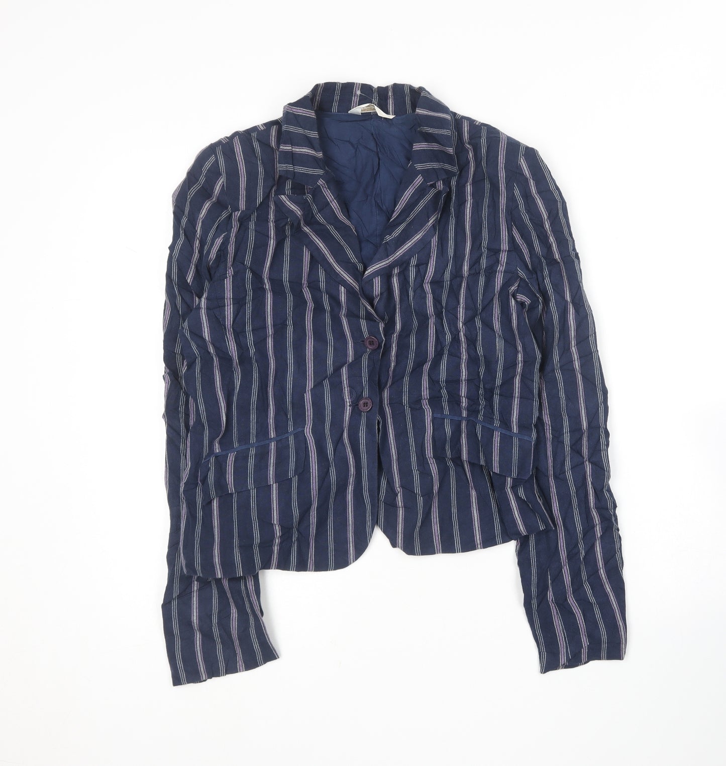 FAITHFULL THE BRAND Womens Blue Striped  Jacket Blazer Size 14