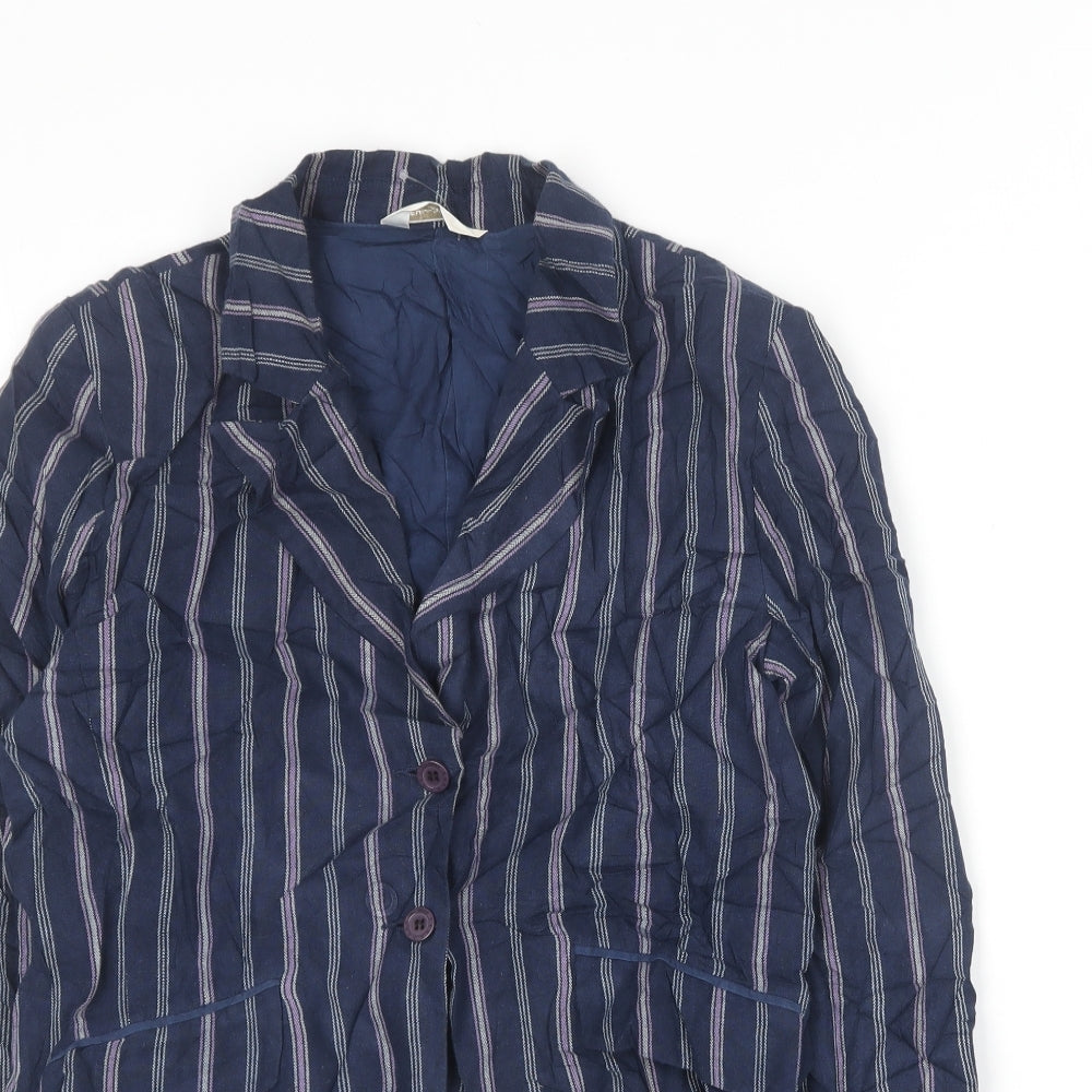 FAITHFULL THE BRAND Womens Blue Striped  Jacket Blazer Size 14