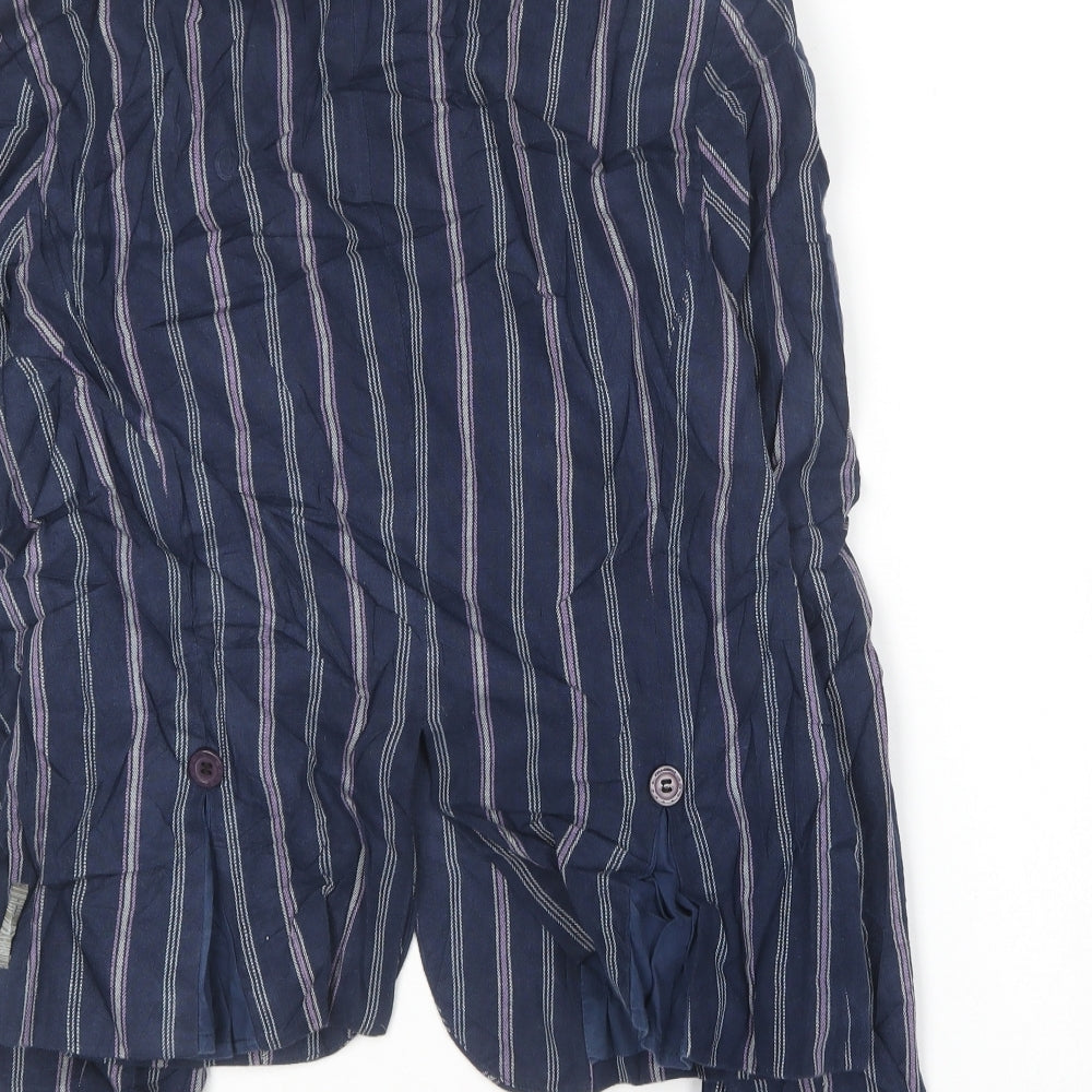 FAITHFULL THE BRAND Womens Blue Striped  Jacket Blazer Size 14