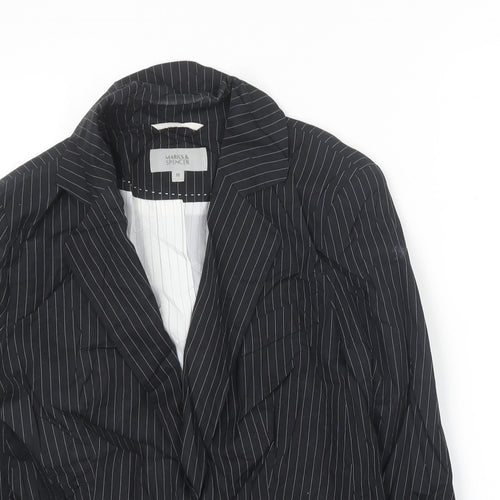 Marks and Spencer Womens Black Striped  Jacket Blazer Size 10