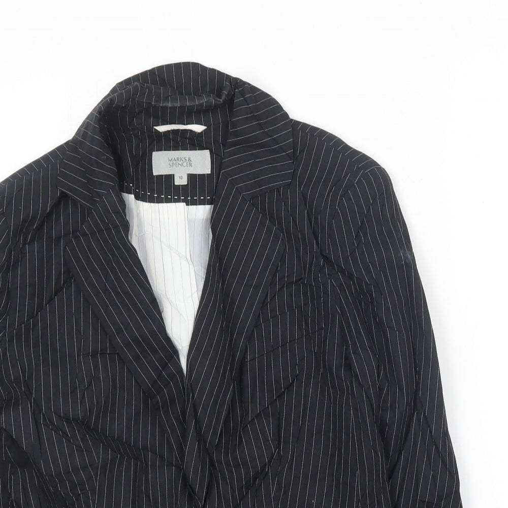 Marks and Spencer Womens Black Striped  Jacket Blazer Size 10