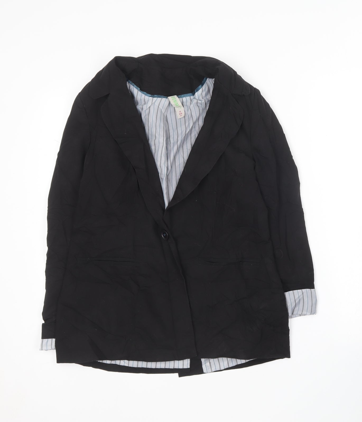 Denim & Co. Womens Black   Jacket Blazer Size 12