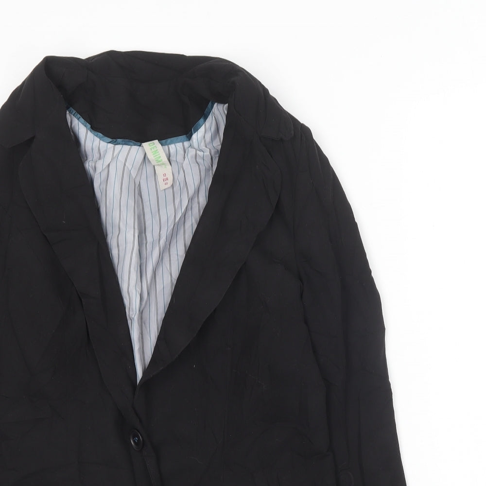 Denim & Co. Womens Black   Jacket Blazer Size 12