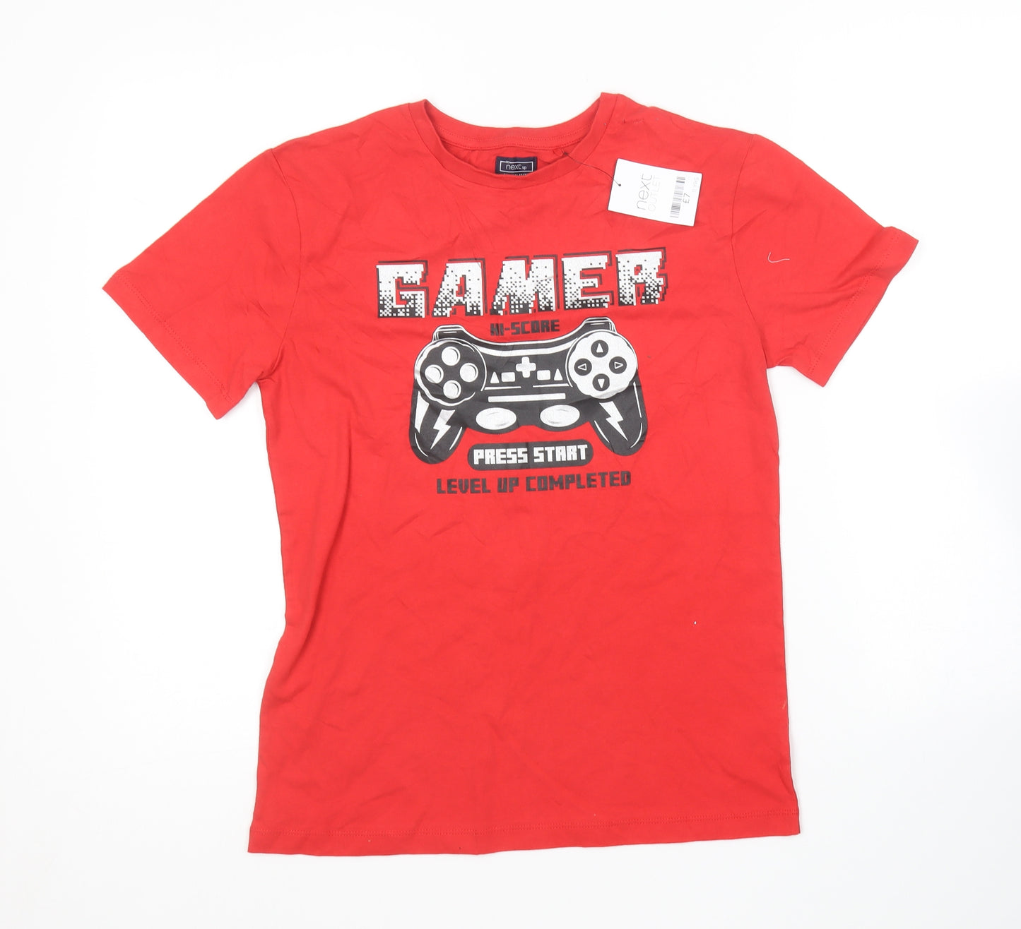 NEXT Boys Red  Cotton Basic T-Shirt Size 11 Years Round Neck  - Gamer