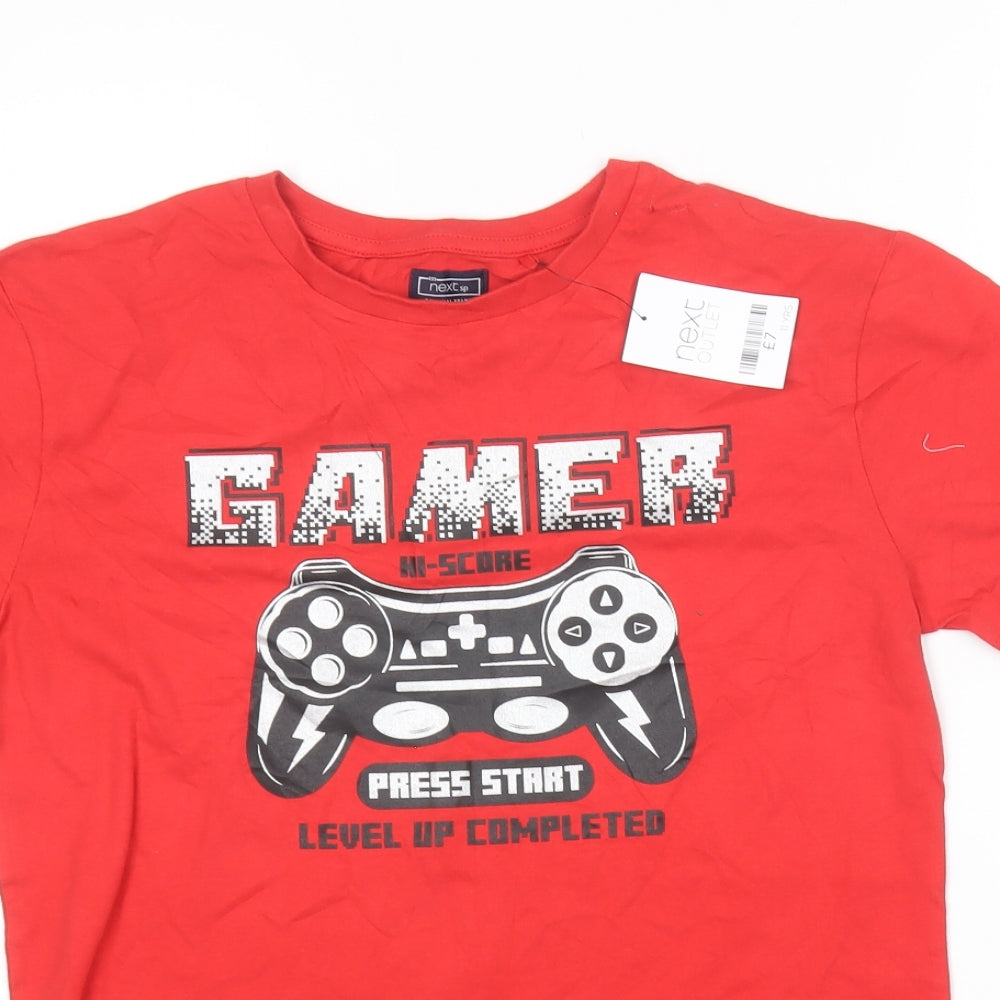 NEXT Boys Red  Cotton Basic T-Shirt Size 11 Years Round Neck  - Gamer