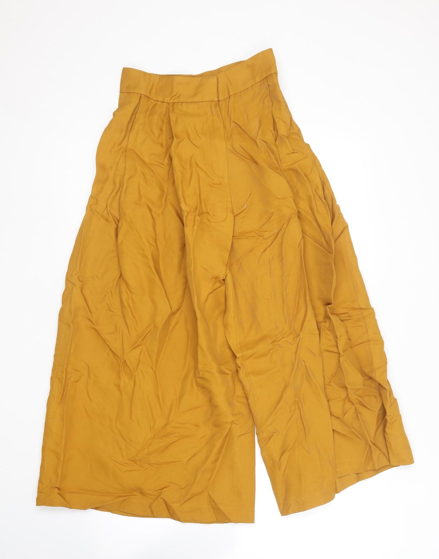 Massimo Dutti Womens Yellow  Viscose Trousers  Size 8 L24 in Regular