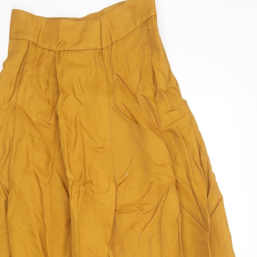 Massimo Dutti Womens Yellow  Viscose Trousers  Size 8 L24 in Regular