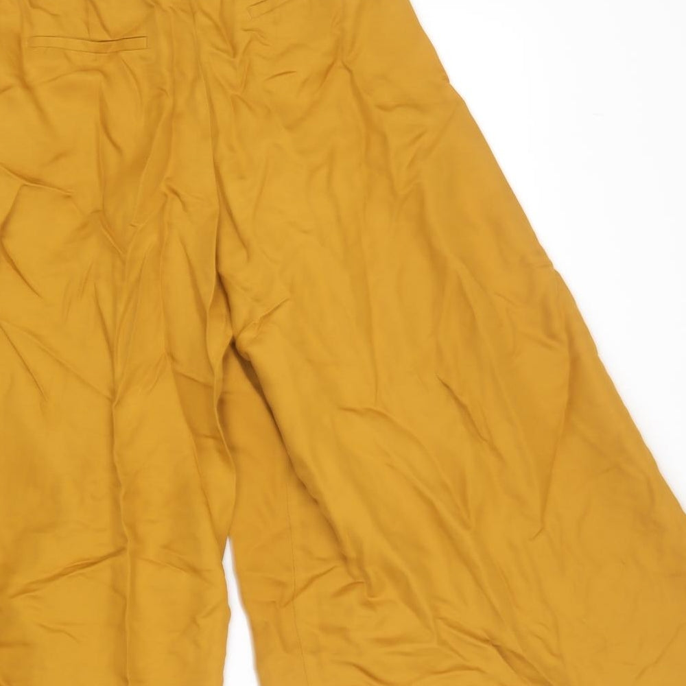 Massimo Dutti Womens Yellow  Viscose Trousers  Size 8 L24 in Regular