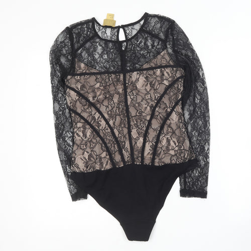 H&M Womens Black  Viscose Bodysuit One-Piece Size 6
