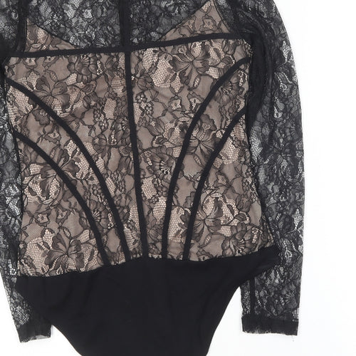 H&M Womens Black  Viscose Bodysuit One-Piece Size 6