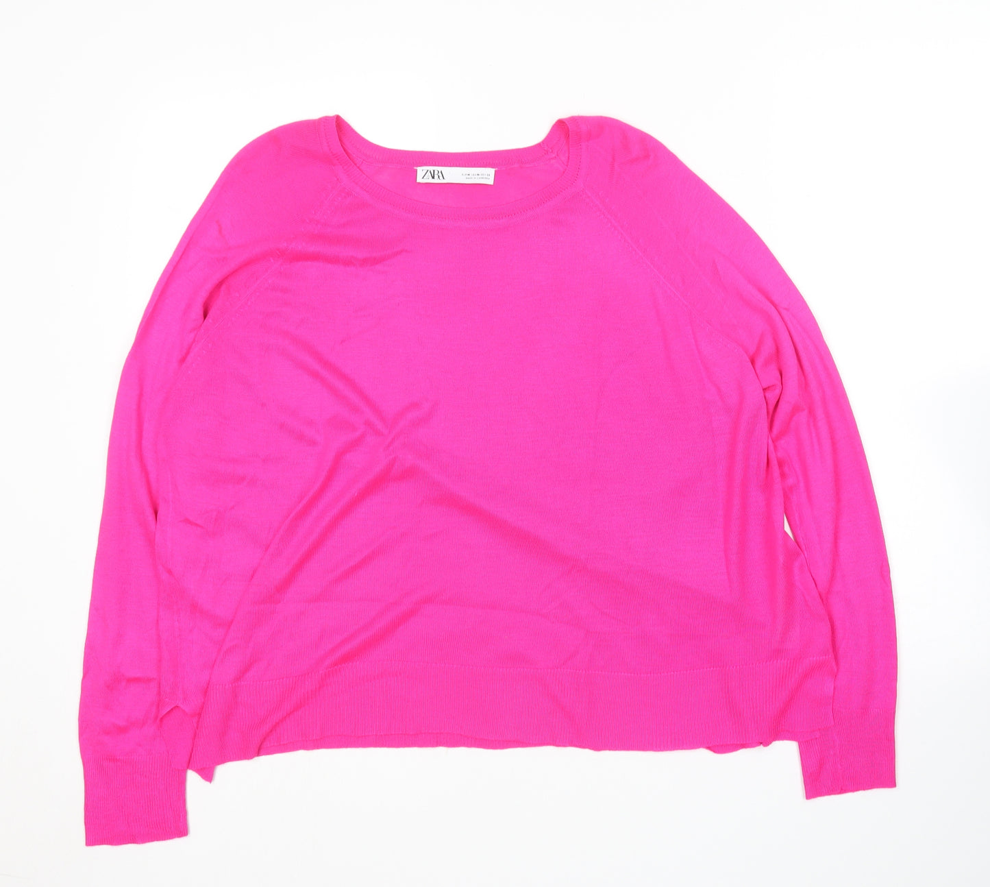 Zara Womens Pink  Viscose Basic T-Shirt Size M Round Neck