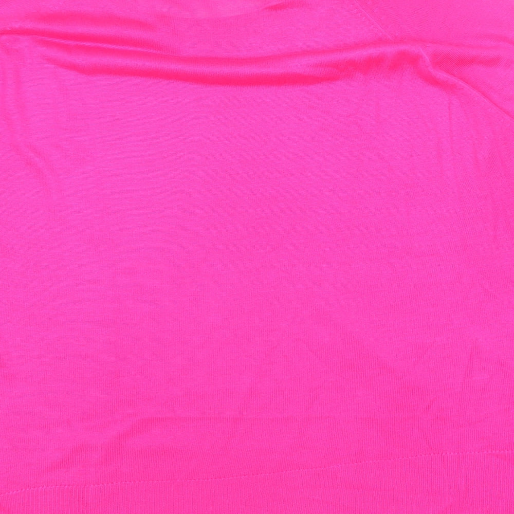 Zara Womens Pink  Viscose Basic T-Shirt Size M Round Neck