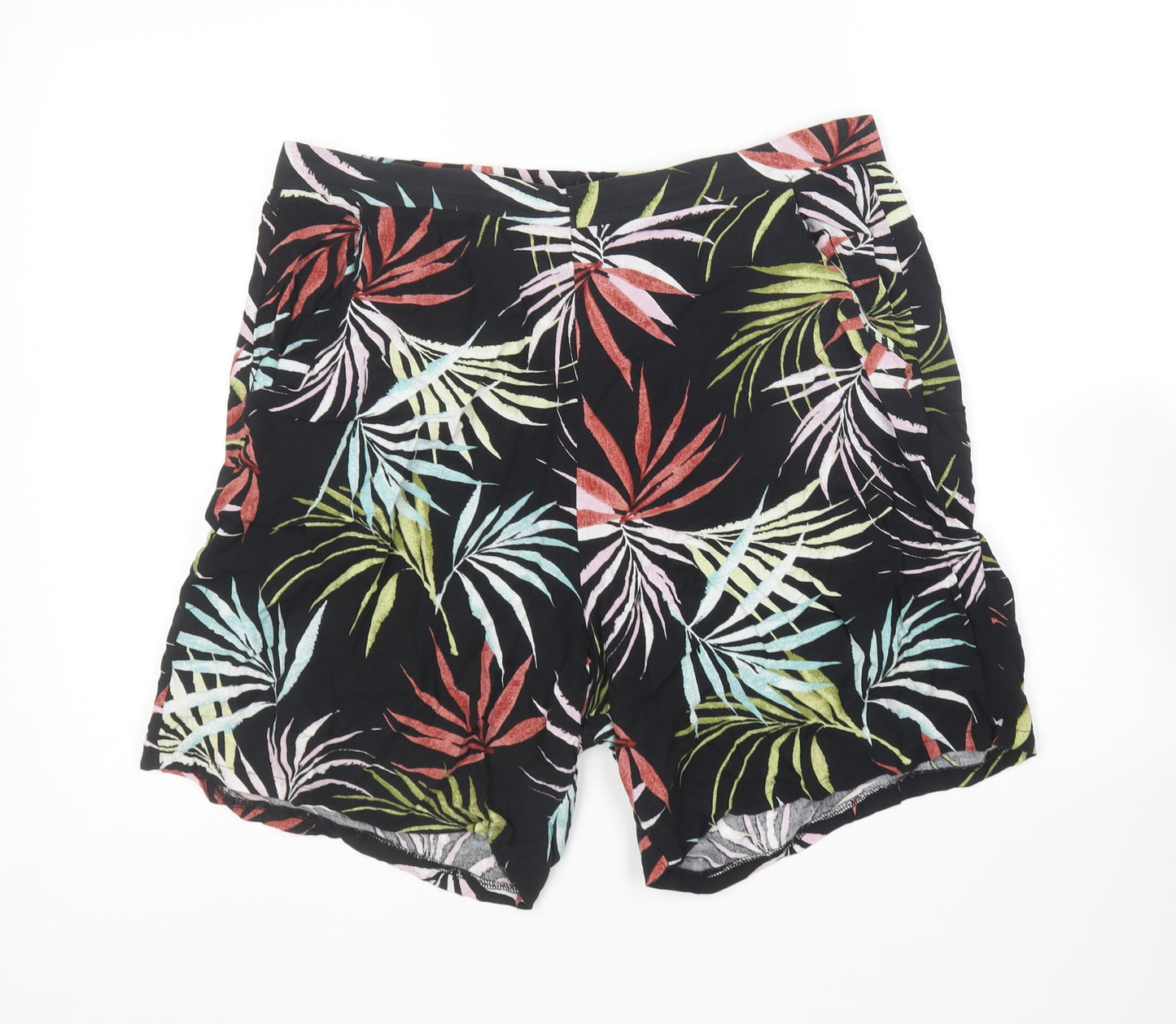 Bonmarché Womens Multicoloured Floral Viscose Sweat Shorts Size 18 L18 in Regular
