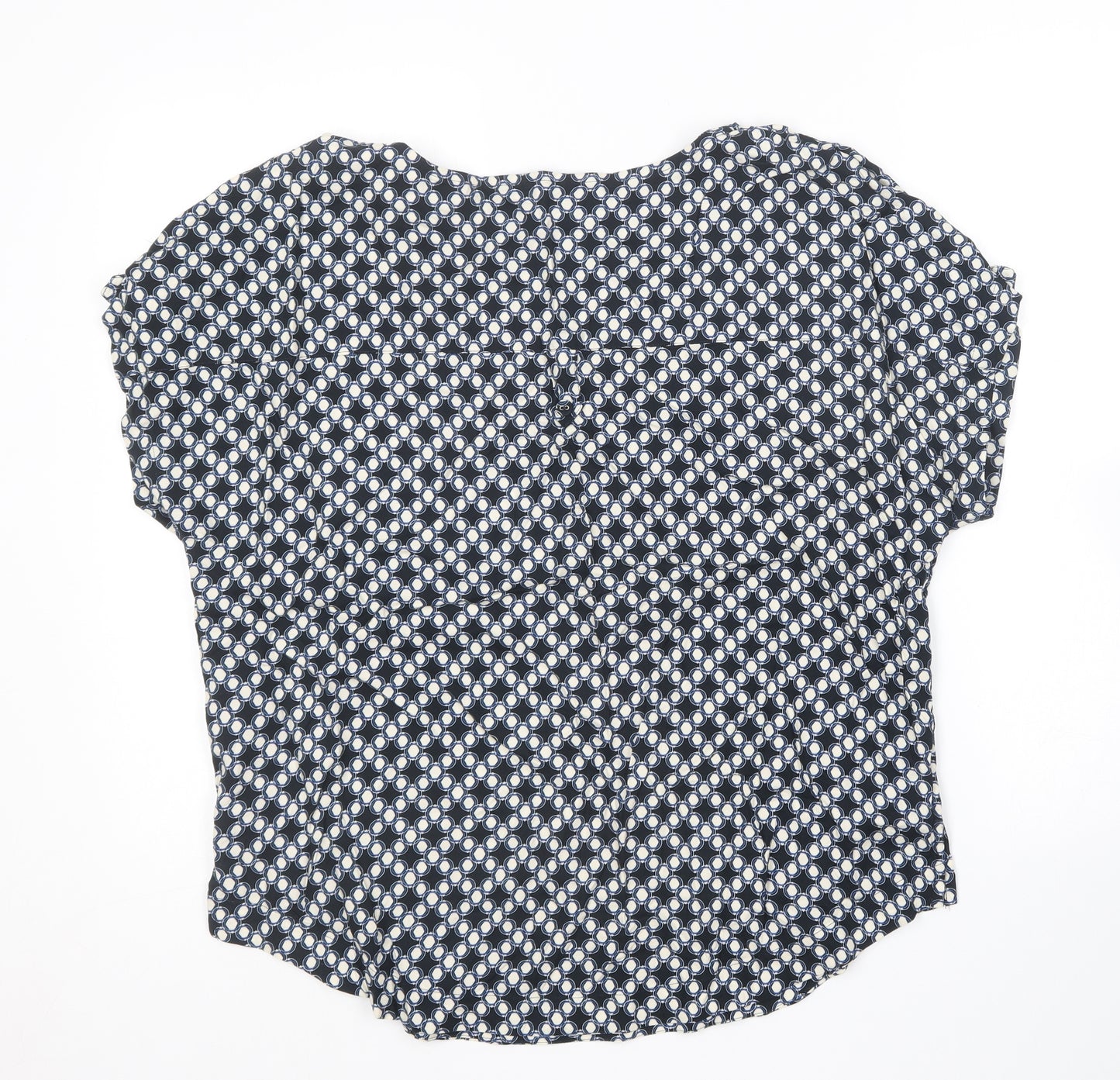 NEXT Womens Multicoloured Geometric Viscose Basic Blouse Size 14 Round Neck