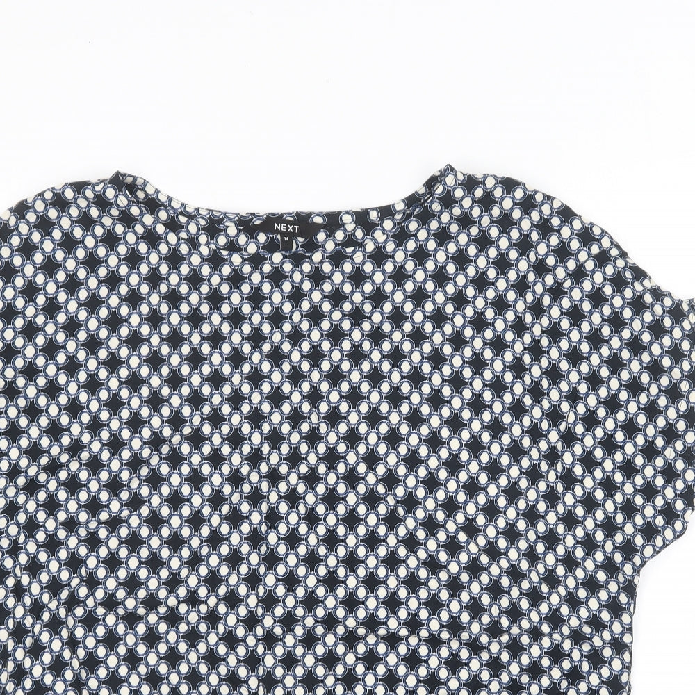 NEXT Womens Multicoloured Geometric Viscose Basic Blouse Size 14 Round Neck