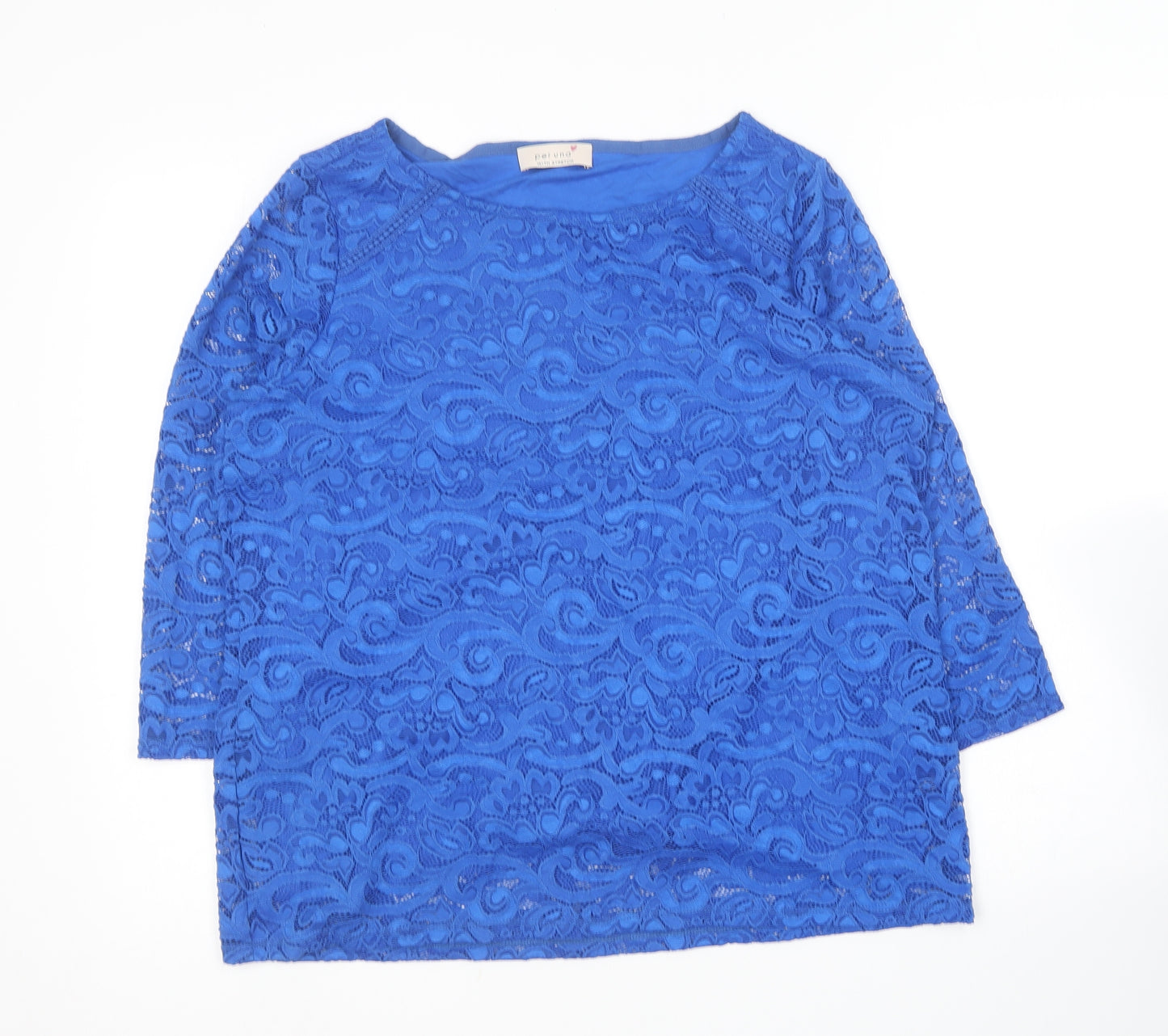 Marks and Spencer Womens Blue  Polyamide Basic T-Shirt Size 16 Round Neck