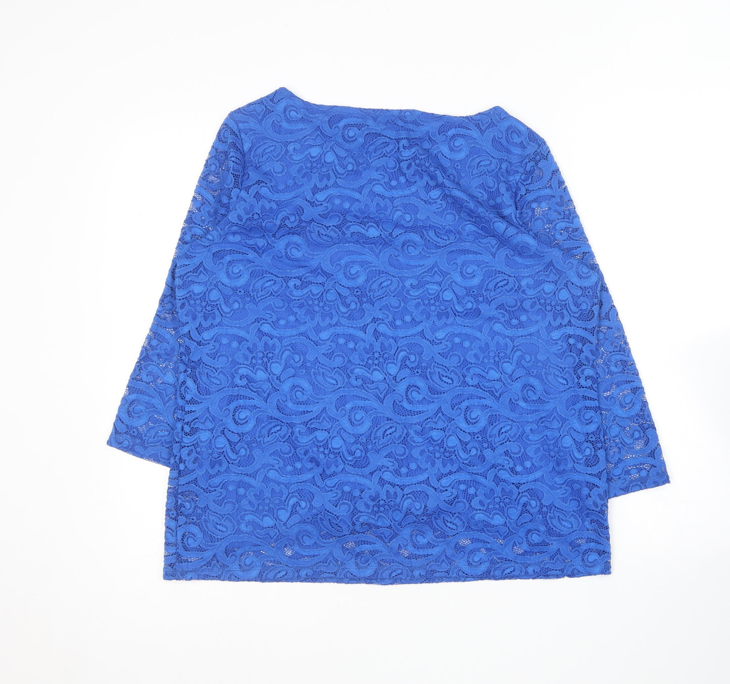 Marks and Spencer Womens Blue  Polyamide Basic T-Shirt Size 16 Round Neck