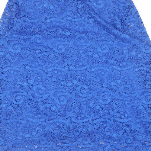 Marks and Spencer Womens Blue  Polyamide Basic T-Shirt Size 16 Round Neck