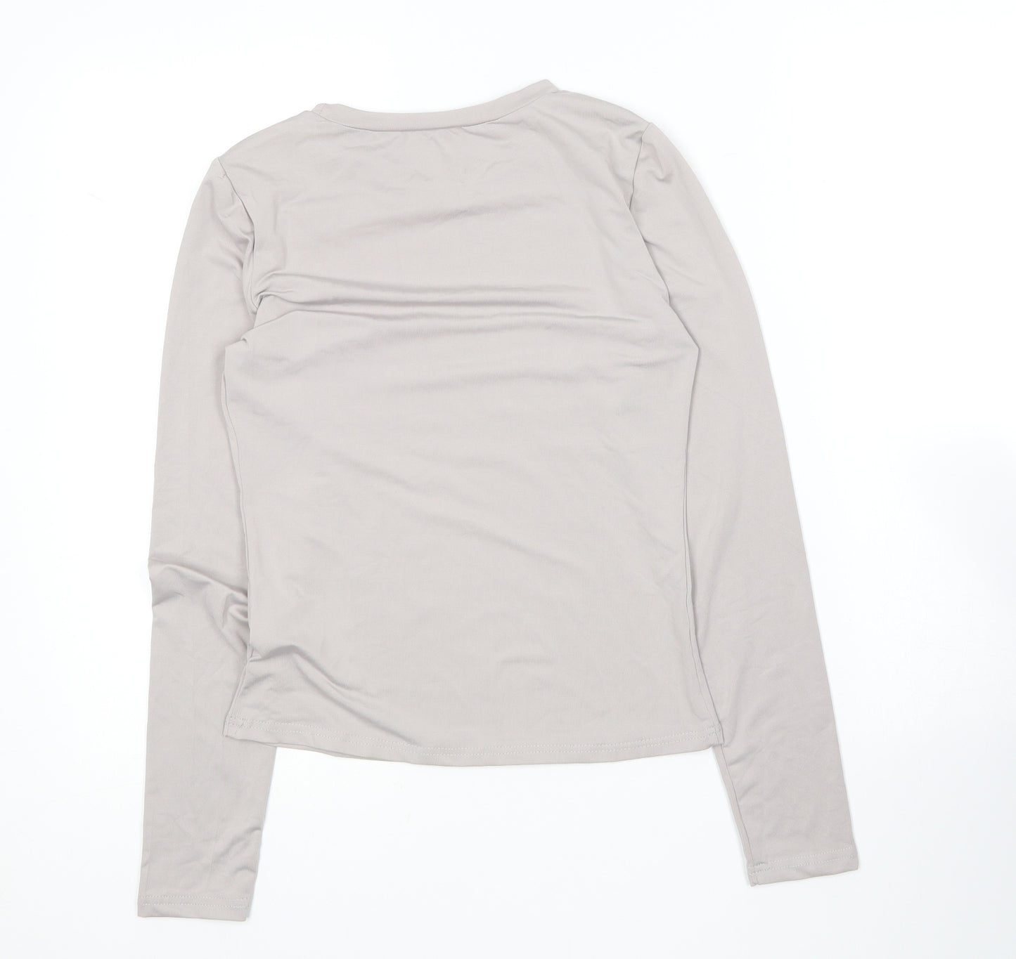 Preworn Womens Grey  Polyester Basic T-Shirt Size M Round Neck