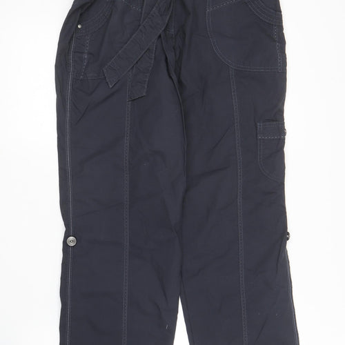 Marks and Spencer Womens Blue  Cotton Cargo Trousers Size 14 L28 in Regular
