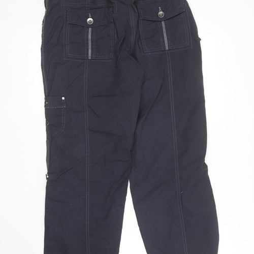 Marks and Spencer Womens Blue  Cotton Cargo Trousers Size 14 L28 in Regular