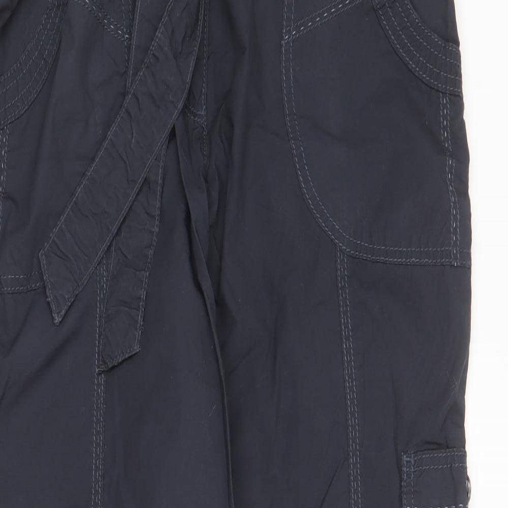 Marks and Spencer Womens Blue  Cotton Cargo Trousers Size 14 L28 in Regular