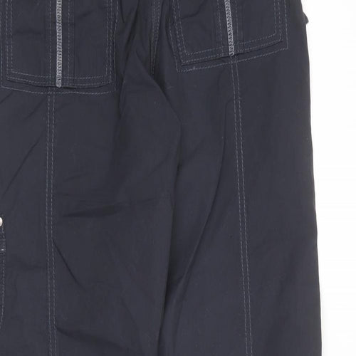 Marks and Spencer Womens Blue  Cotton Cargo Trousers Size 14 L28 in Regular