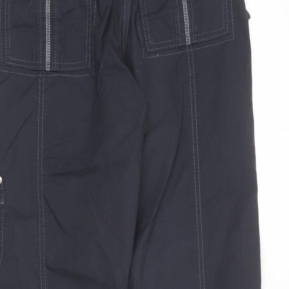 Marks and Spencer Womens Blue  Cotton Cargo Trousers Size 14 L28 in Regular