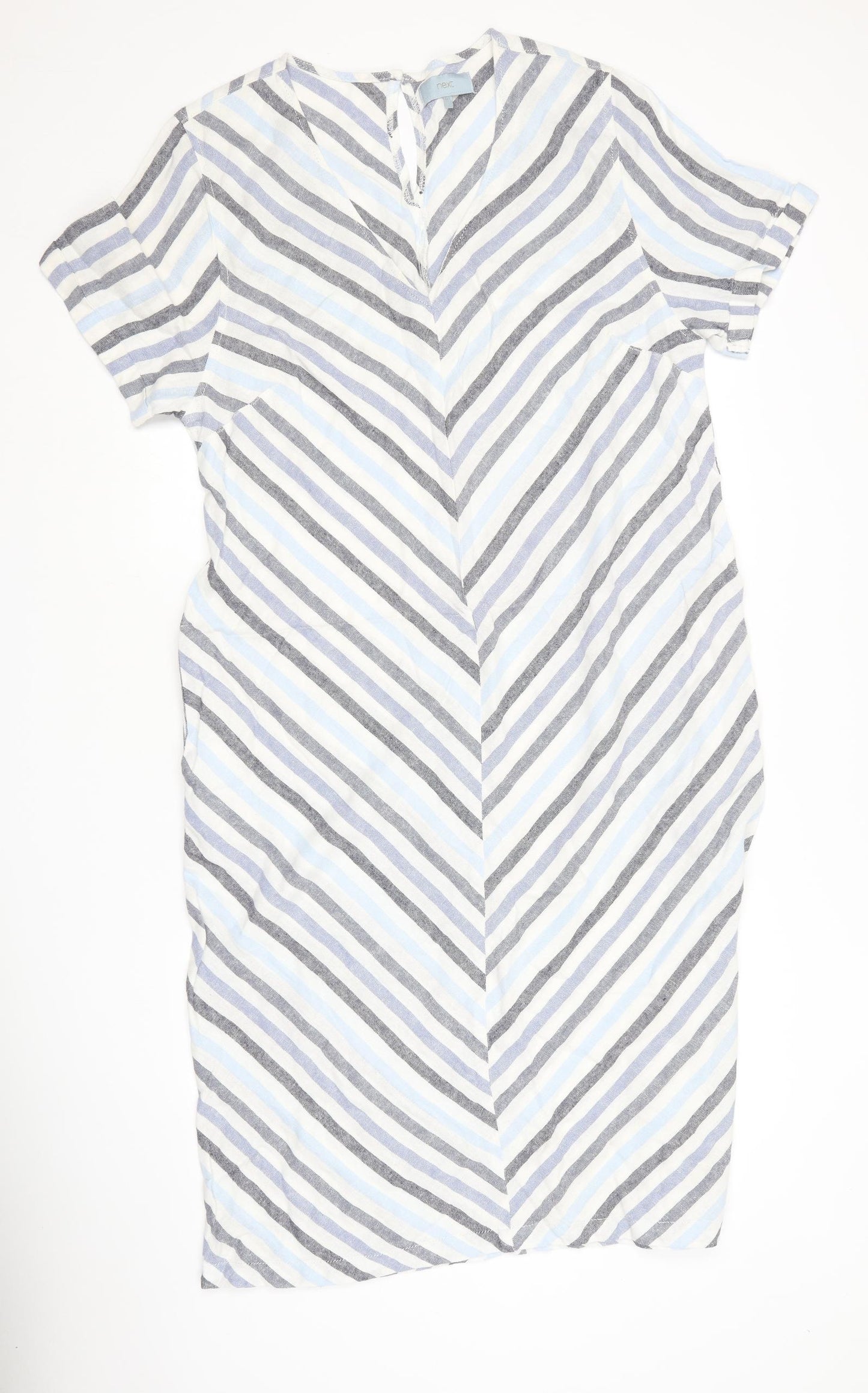 NEXT Womens Blue Striped Cotton A-Line  Size 18  Round Neck