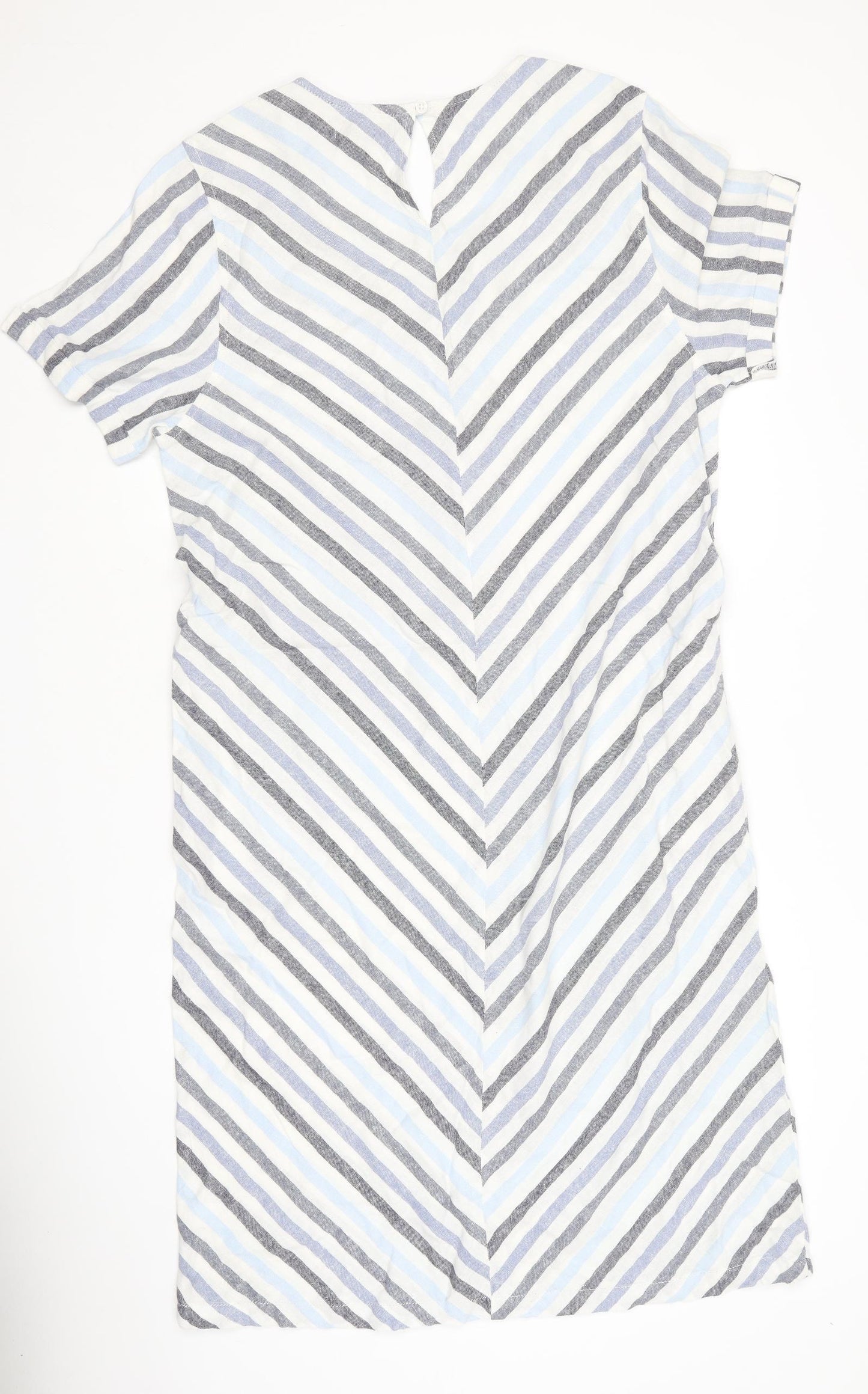 NEXT Womens Blue Striped Cotton A-Line  Size 18  Round Neck