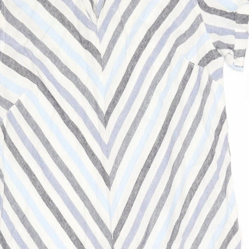 NEXT Womens Blue Striped Cotton A-Line  Size 18  Round Neck