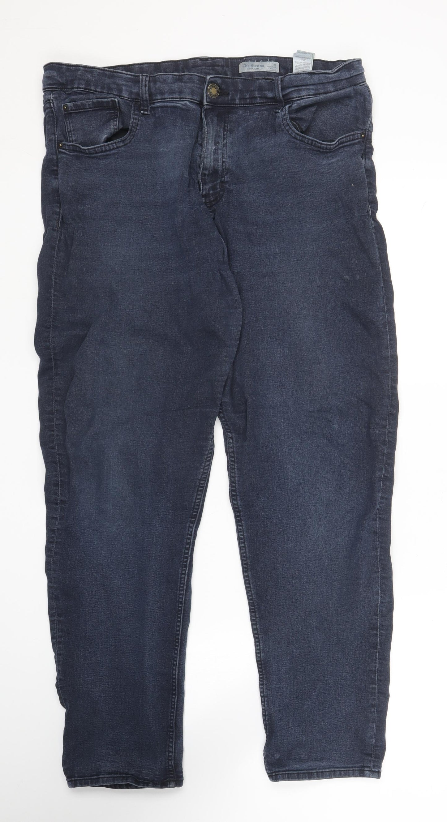 Marks and Spencer Womens Blue  Cotton Straight Jeans Size 16 L27 in Regular