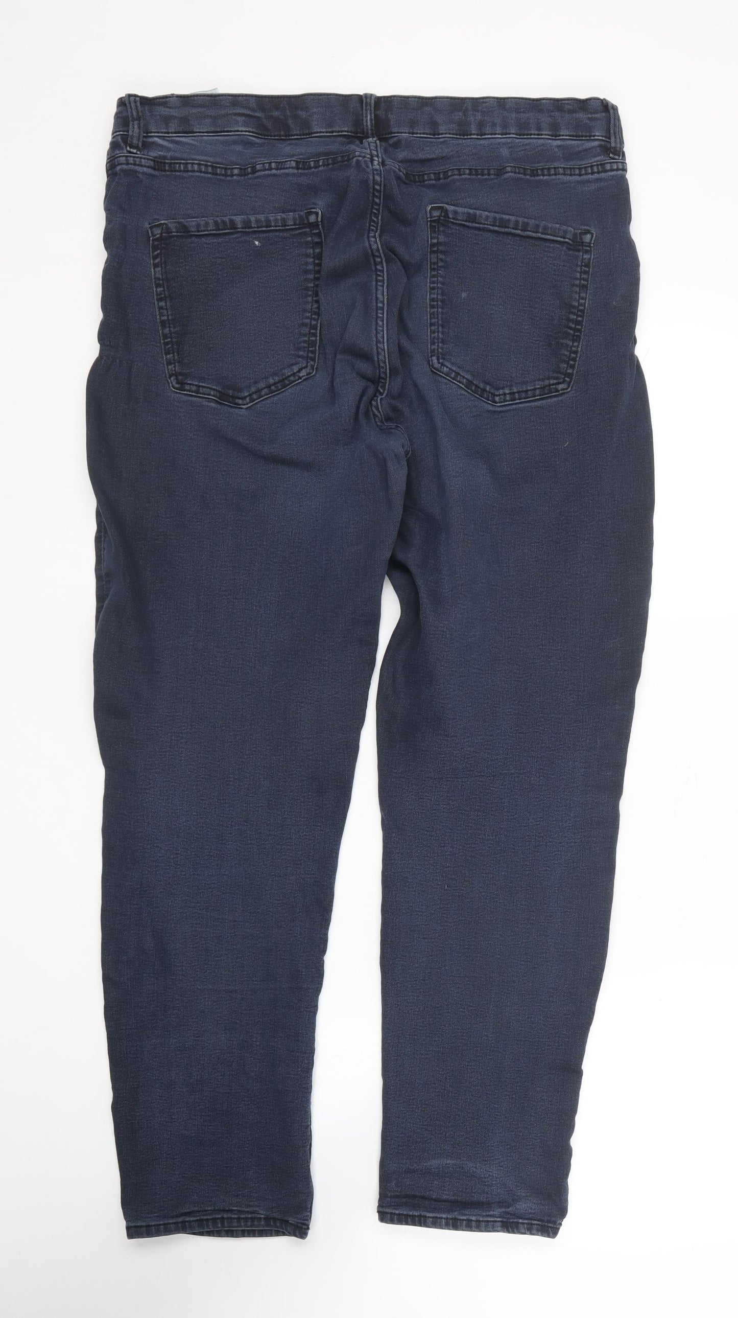 Marks and Spencer Womens Blue  Cotton Straight Jeans Size 16 L27 in Regular