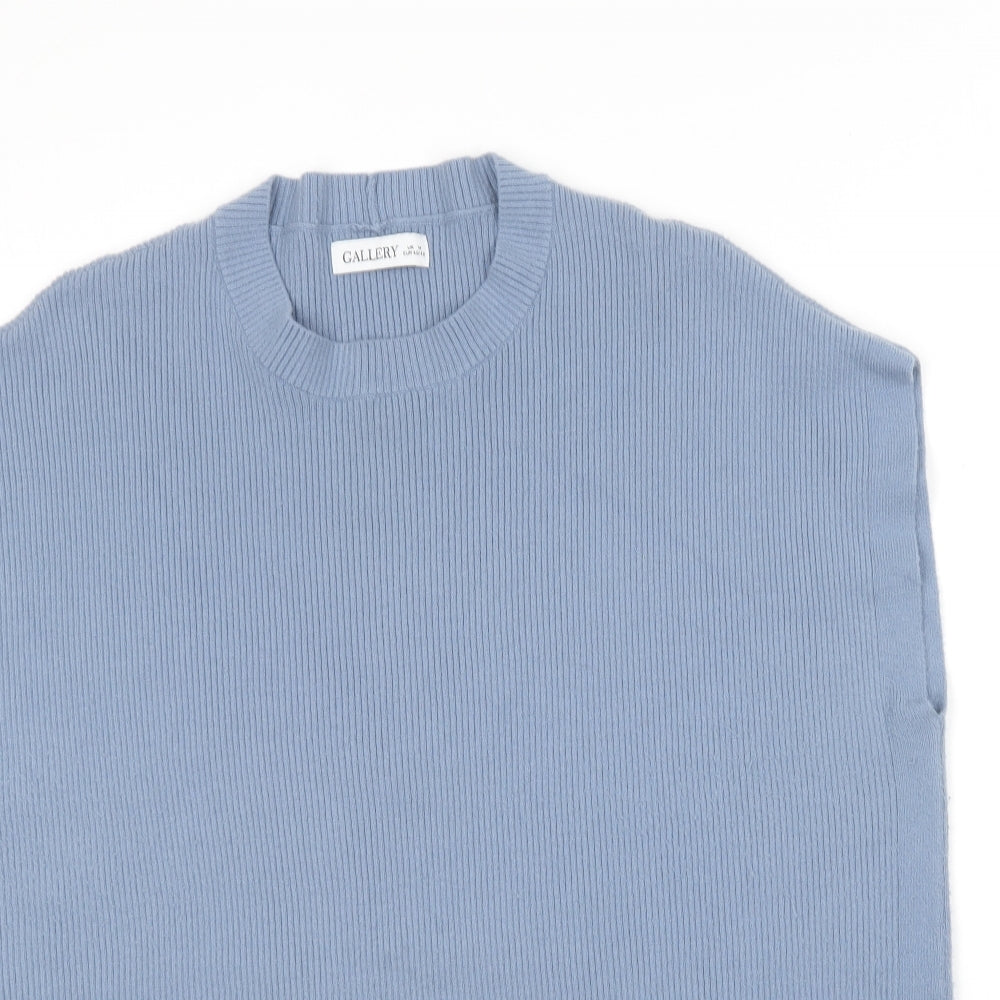 Gallery Womens Blue Round Neck  Polyester Pullover Jumper Size M