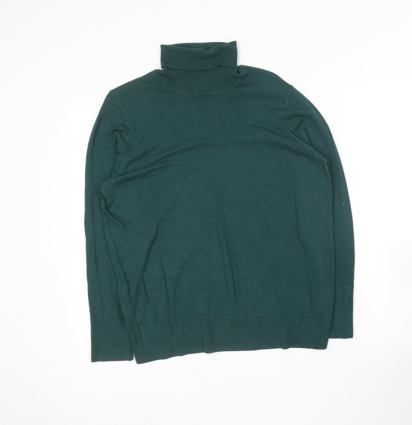Dunnes Stores Womens Green Roll Neck  Viscose Pullover Jumper Size XL