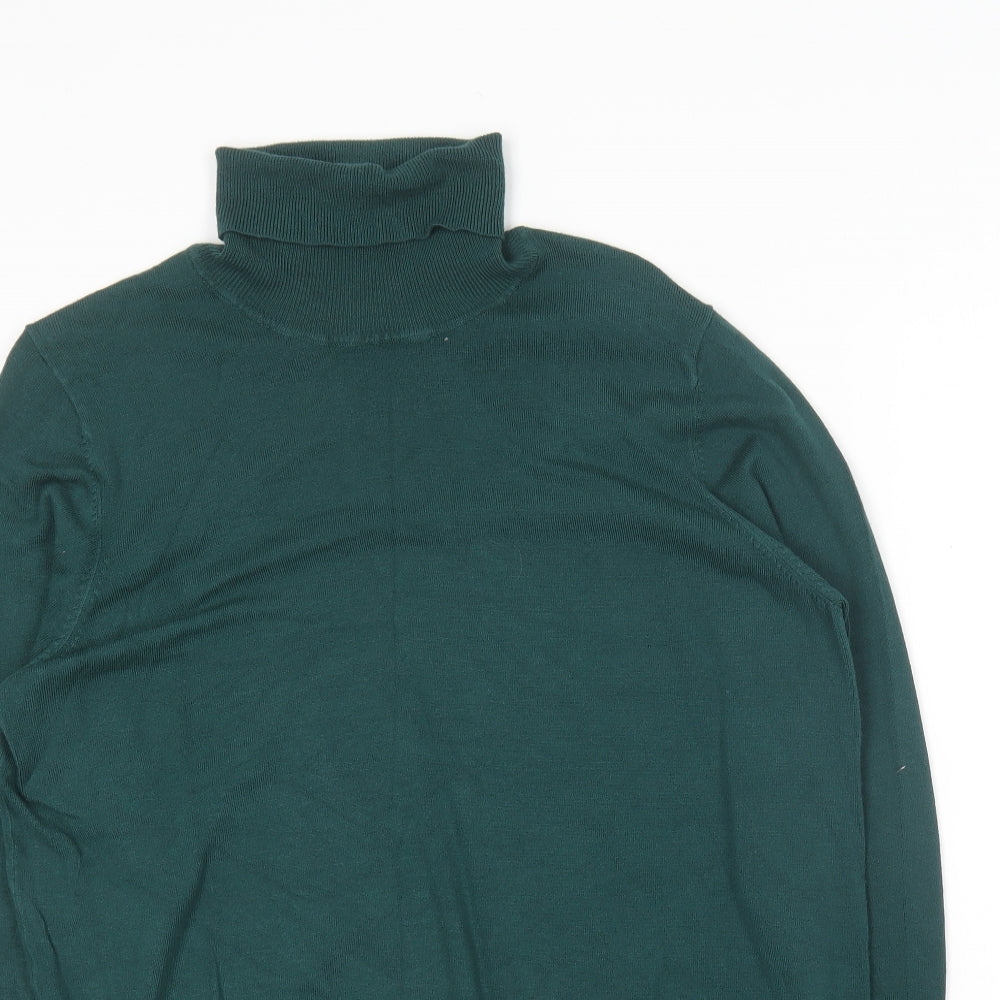 Dunnes Stores Womens Green Roll Neck  Viscose Pullover Jumper Size XL