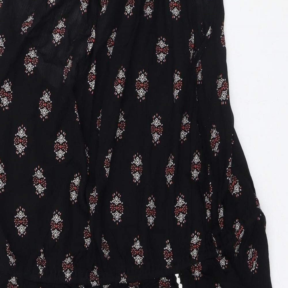 Peacocks Womens Black Geometric Viscose A-Line  Size 16  Square Neck